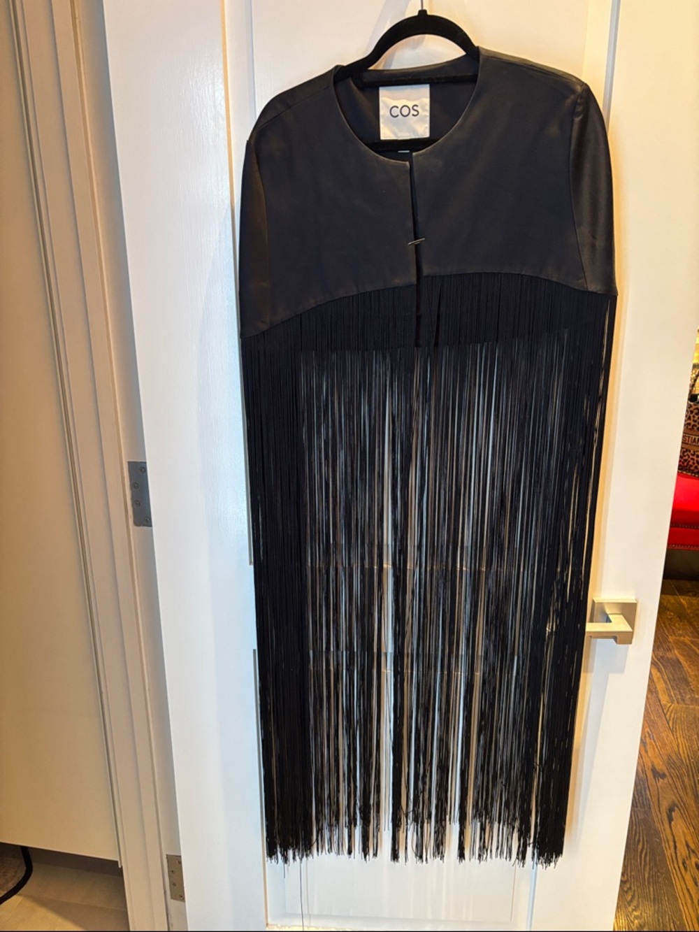 COS Black Fringe Cape Jacket